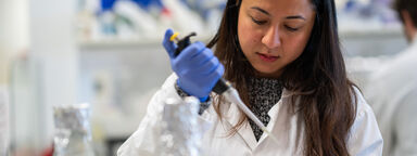 A person carrying out research in a lab.