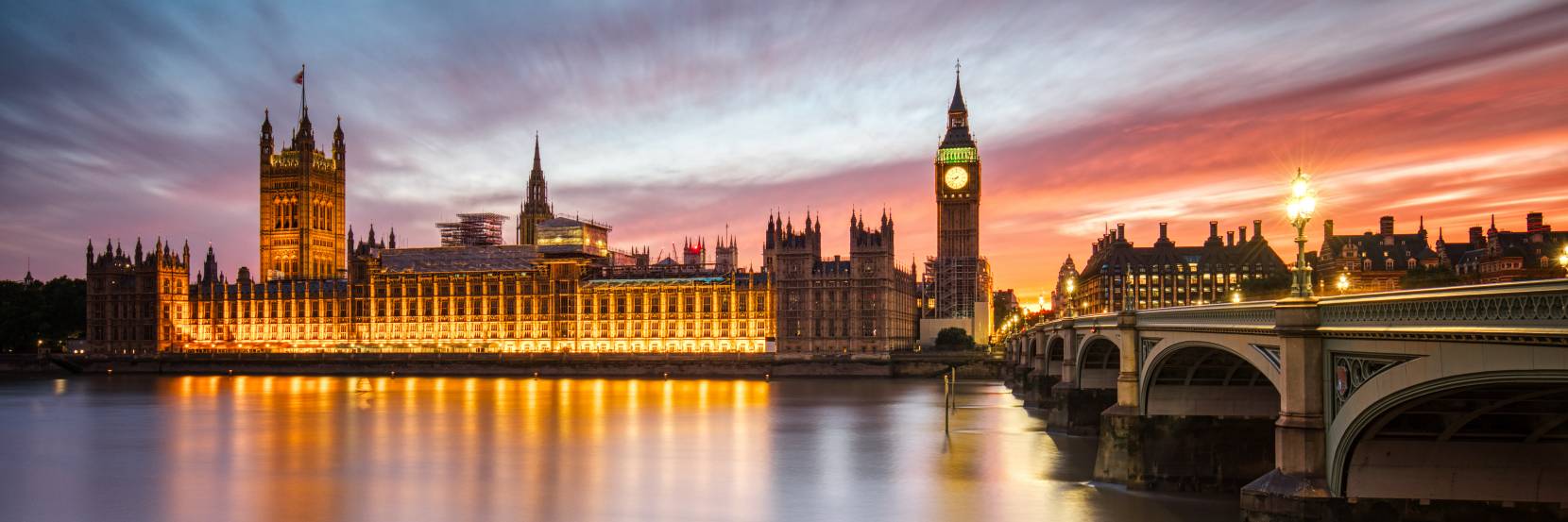 Houses of parliament at sunset