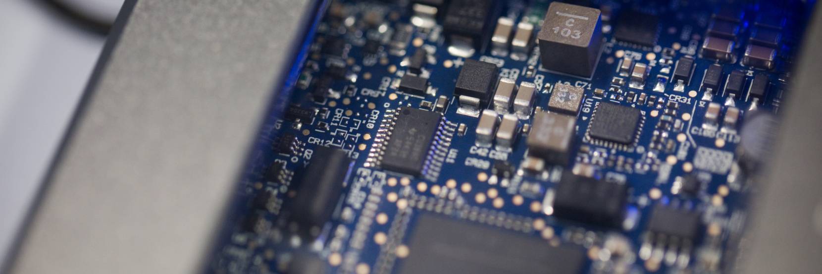 Circuit board showing chips