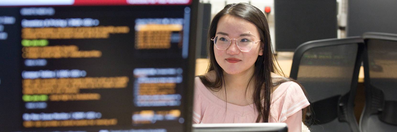 A student working in the Trading Room.