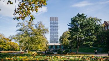 The Arts Tower on a sunny day.