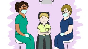 A child at the dentist cartoon.