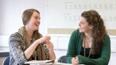 Two students are having a discussion after a lesson - image 
