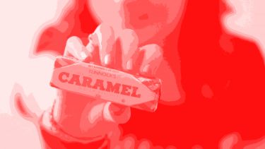 Girl holding Tunnocks Caramel Wafer