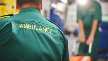 Two paramedics in an ambulance.