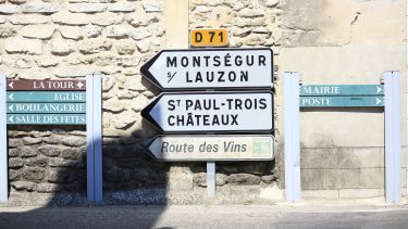 Road signs in Drome Provencale, France