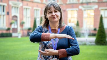 Professor Katherine Linehan celebrating International Women's Day outside Firth Court - image