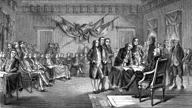 Illustration of drafting First Declaration of Independence.