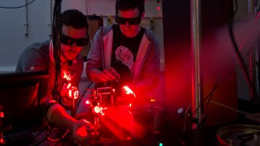 Students in a 2D materials laboratory