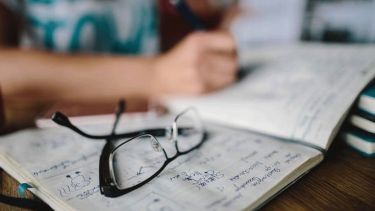 Notebook and glasses