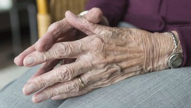 The hands of an elderly person