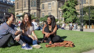 International students in park