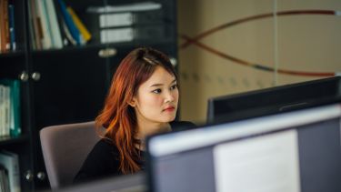 Student using a computer