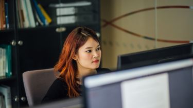 Student using a computer 