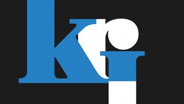 Kroto Research Inspiration logo. Blue and White letters on a black background