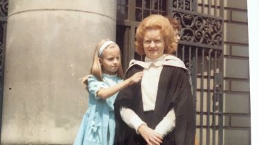Mary Hogg after her graduation ceremony with her daughter