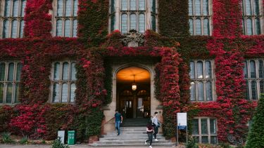 The ivy-covered entrance to Firth Court