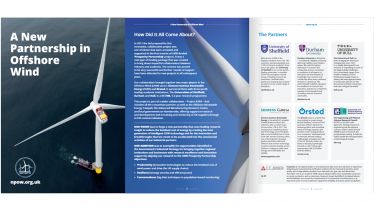 The first three pages from the New Partnership in Offshore Wind report brochure