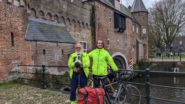 Owen and Peter Jones on their bicycles