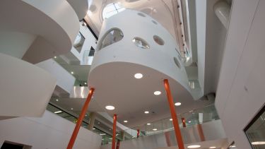 A view from inside the Diamond building