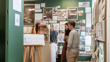 Students exploring the exhibition