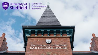 The top of Bartolome house. There is broken cloud coverage behind the building and it has the CCR logo in the top right corner. Consisting of the University of ߲ݴý and the shield next to it written in full the CCR name. The Logo is in the top left corner.