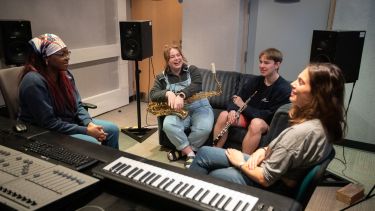 Group of student in music studio