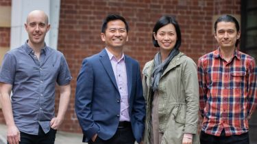 Photograph taken, from left to right, of Ben White (Phlux Technology), Professor Chee Hing Tan, Professor Jo Shien Ng (EEE Department, University of Sheffield) and Xiao Collins (Phlux Technology)