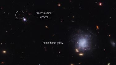 An image of a Gamma-Ray Burst and its associated kilonova explosion.