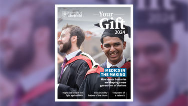 Cover of Your Gift 2024 displaying two Sheffield graduates