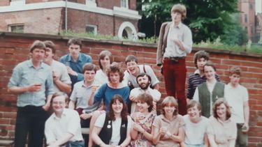 A group of students outside the West End pub in June 1984