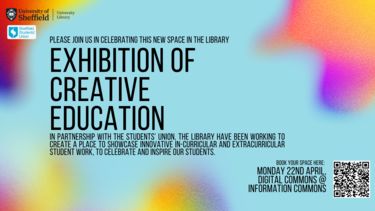 The signage used to promote the Exhibition of Creative Education at the IC