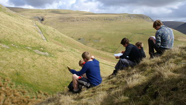 Undergraduate Geography students on a field trip in the Peak Distract