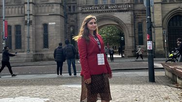 Image of Turana Abdullayeva in front of Manchester University Whitworth Building