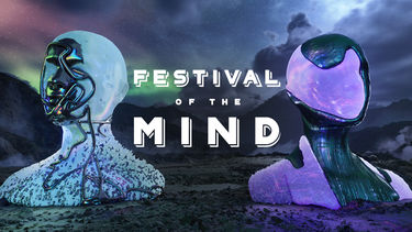 Two heads and the words Festival of the Mind 