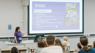 A Sheffield staff introduces "Why Sheffield" to the audience.
