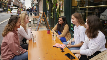 a group of students enjoying the city centre 