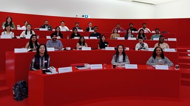 MBA students in Mannheim Business School lecture theatre.