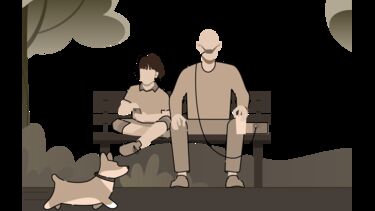 A couple on a bench, one is ventilated