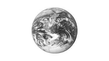 Black and white earth globe