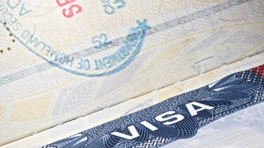 Detail of a Brazilian passport with the word Visa