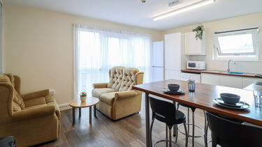 Kitchen and living area in Shore Court