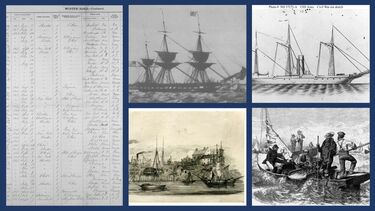 A composite image of civil war ships and ship records