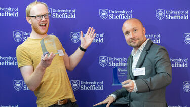 Tom Wright and Tim Moffatt with their awards for Community Fundraisers of the Year 2025