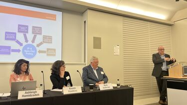 Photo of a panel including Naomi Hawkins