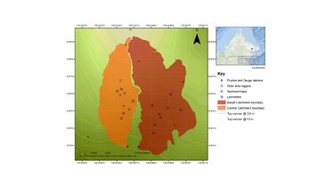Map showing the basalt and control plots in the Sabahmas Oil Palm Plantation, in Malaysian Borneo.