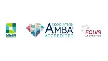 AACSB, AMBA and EQUIS accredited logos.