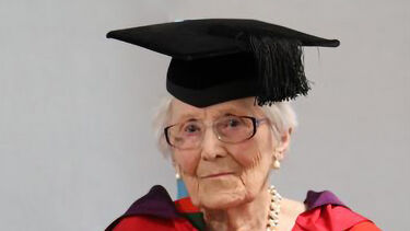 Kathleen Roberts in her honorary graduation robes