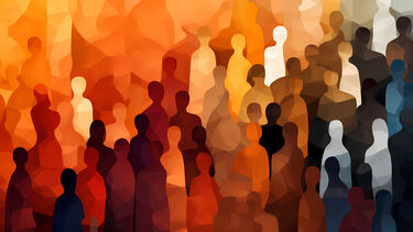 Warm tone outlines of people