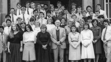 A smiling group of students
